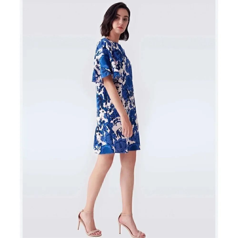 Diane von Furstenberg Arlene Mini Dress in Blue & White NWT Size Small